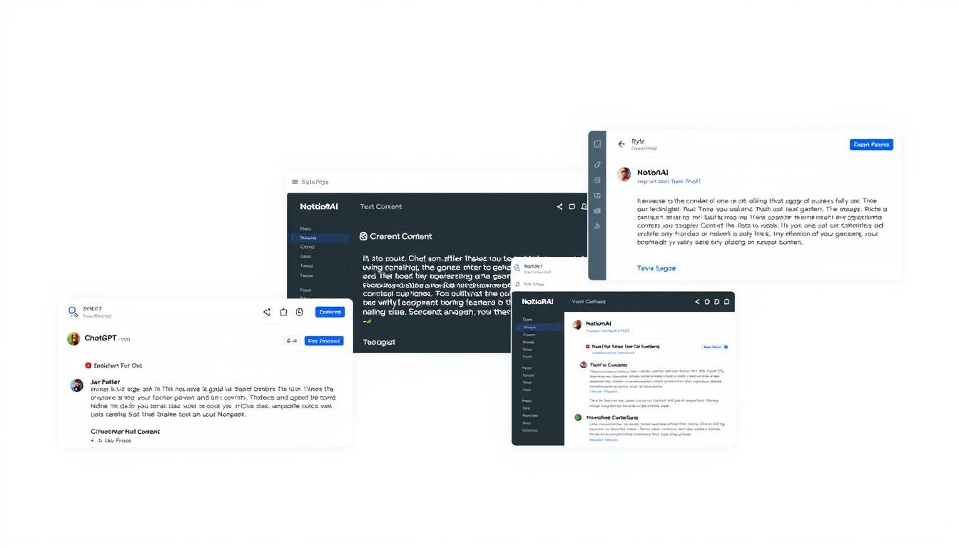 AI content creation tools showing text generation interfaces