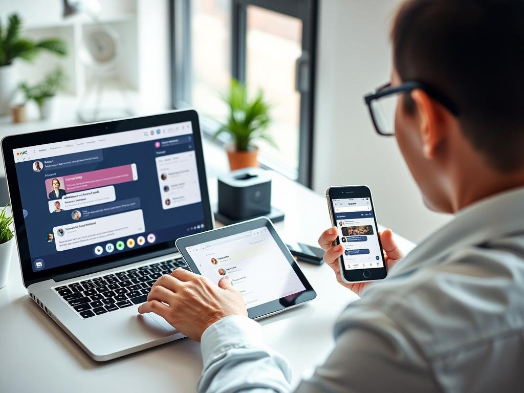 A person using ChatGPT on multiple devices showing its versatility across platforms