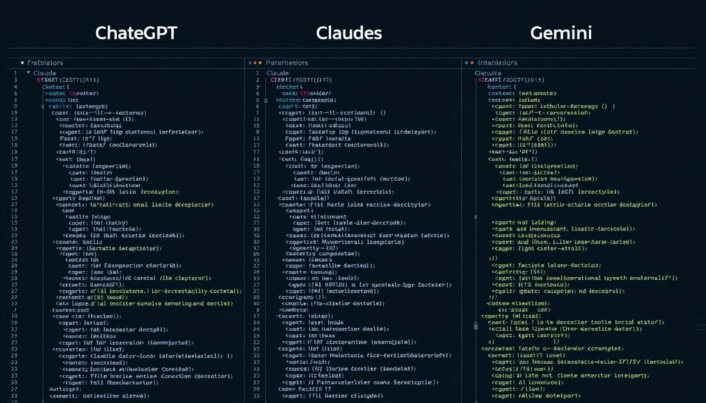 Comparison of code generated by ChatGPT, Claude, and Gemini for the same programming task