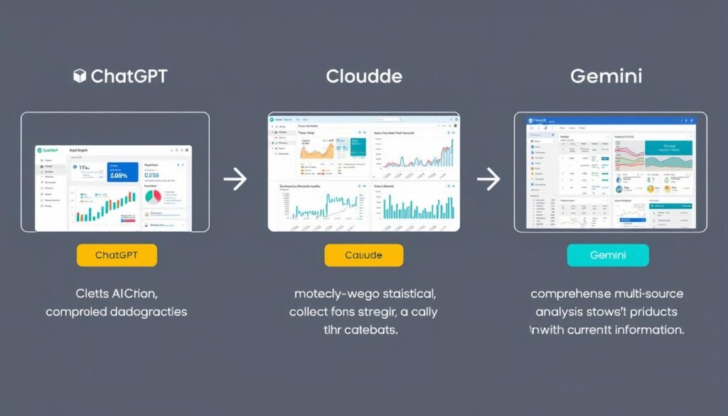 Data analysis capabilities comparison showing how each AI platform processes and visualizes the same dataset